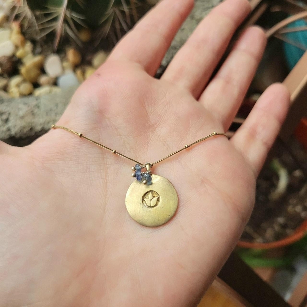 Satya Vermeil 925 Sterling Silver Gold Vermeil Medallion Coin Lotus Necklace